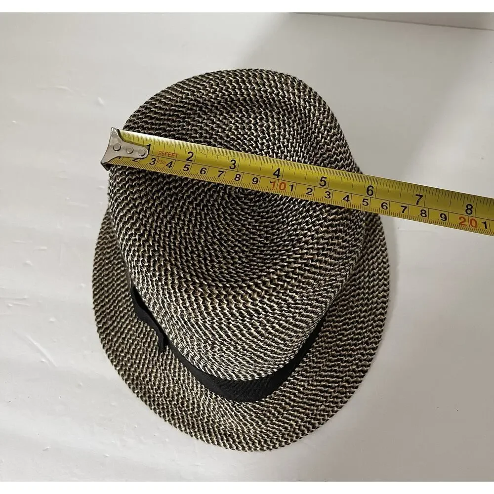 Sunday Afternoons Women's Fedora Hat Tweed Braided Paper Short Brim Tan Black OS